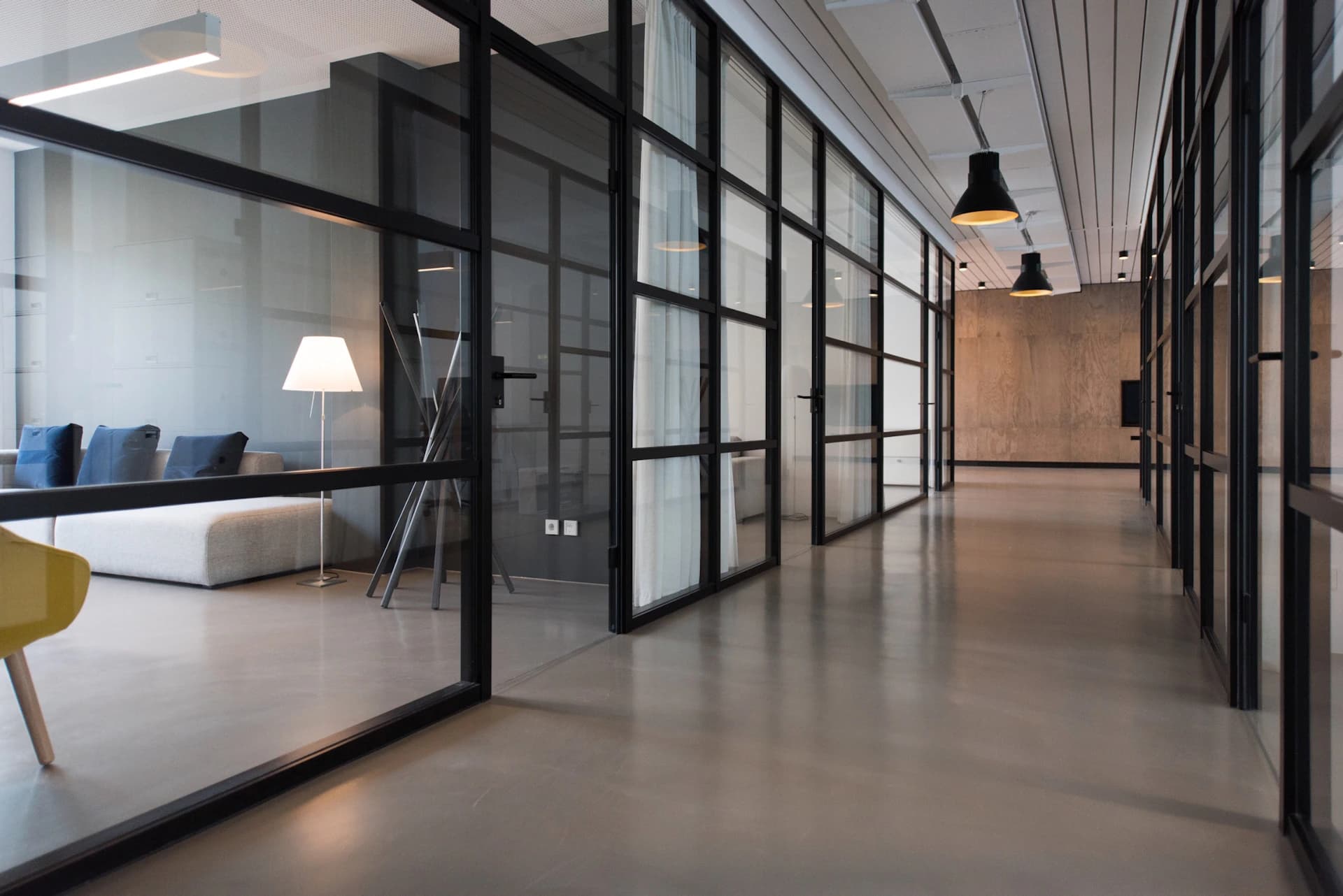 Modern commercial office with clean polished surfaces